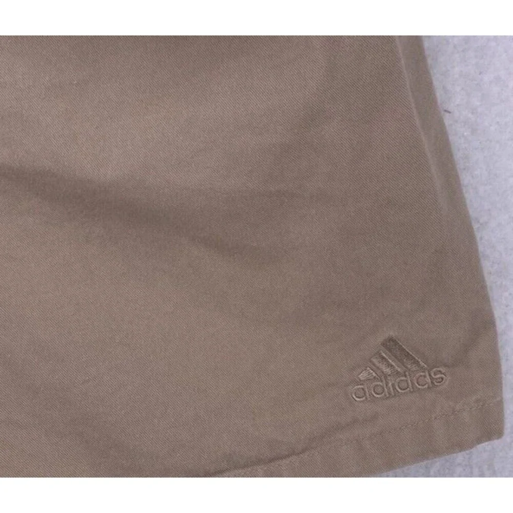 Vintage Adidas Team Pleated Chino Shorts Mens 36 Khaki Cotton Twill Gorpcore Y2K